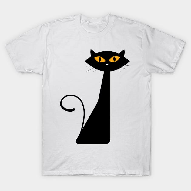 Black Cat T-Shirt by Karin Wright